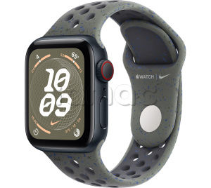 Купить Apple Watch SE // 40мм GPS+Cellular // Корпус из алюминия цвета «тёмная ночь», спортивный ремешок Nike цвета «Карго хаки» (2024)