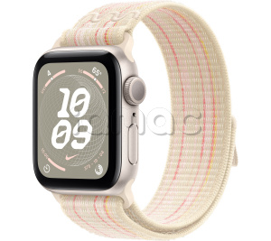 Купить Apple Watch SE // 40мм GPS // Корпус из алюминия цвета «сияющая звезда», спортивный браслет Nike цвета «Сияющая звезда/розовый» (2024)