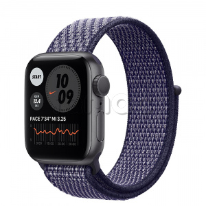 Купить Apple Watch Series 6 // 40мм GPS // Корпус из алюминия цвета «серый космос», спортивный браслет Nike светло-лилового цвета