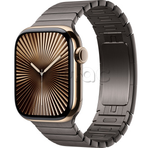 Купить Apple Watch Series 10 // 42мм GPS+Cellular // Корпус из титана золотого цвета, блочный браслет сланцевого цвета