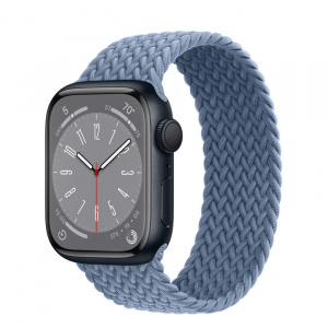 Apple Watch Series 8 // 41мм GPS // Корпус из алюминия цвета "темная ночь", плетёный монобраслет сланцево-синего цвета