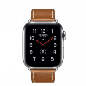 Купить Apple Watch Series 5 Hermès // 40мм GPS + Cellular // Корпус из нержавеющей стали, ремешок Single Tour из кожи Swift цвета Fauve