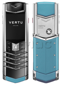 Телефон Vertu Signature V, Stainless steel, Calf Leather (Sky Blue/Голубое небо)