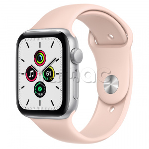Купить Apple Watch SE // 44мм GPS // Корпус из алюминия серебристого цвета, спортивный ремешок цвета «Розовый песок» (2020)
