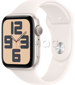 Купить Apple Watch SE // 44мм GPS // Корпус из алюминия цвета «сияющая звезда», спортивный ремешок цвета «светлые румяна» (2024)