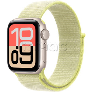 Купить Apple Watch SE 3 // 44мм GPS // Корпус из алюминия цвета "сияющая звезда", спортивный браслет цвета "неоновый желтый" (2025)