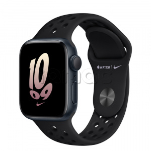 Купить Apple Watch SE // 40мм GPS // Корпус из алюминия цвета «тёмная ночь», спортивный ремешок Nike черного цвета (2022)