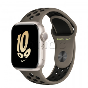 Купить Apple Watch Series 8 // 41мм GPS // Корпус из алюминия цвета "сияющая звезда", спортивный ремешок Nike цвета "серая олива/черный"