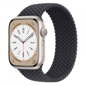 Apple Watch Series 8 // 45мм GPS // Корпус из алюминия цвета "сияющая звезда", плетёный монобраслет цвета "темная ночь"