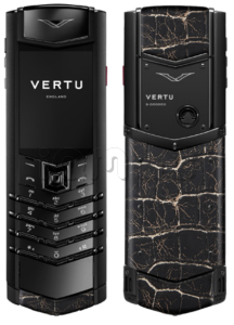 Телефон Vertu Signature V, Black stainless steel, Alligator Skin (Lava Black Crack/Черный)