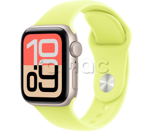 Купить Apple Watch SE 3 // 40мм GPS // Корпус из алюминия цвета "сияющая звезда", спортивный ремешок цвета "неоновый желтый" (2025)