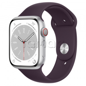 Купить Apple Watch Series 8 // 45мм GPS + Cellular // Корпус из алюминия серебристого цвета, спортивный ремешок цвета "бузина"