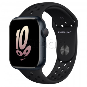 Купить Apple Watch Series 8 // 45мм GPS // Корпус из алюминия цвета "темная ночь", спортивный ремешок Nike черного цвета