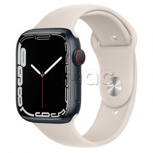 Купить Apple Watch Series 7 // 45мм GPS + Cellular // Корпус из алюминия цвета «тёмная ночь», спортивный ремешок цвета «сияющая звезда»
