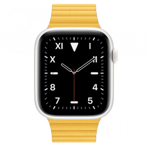 Купить Apple Watch Series 5 // 44мм GPS + Cellular // Корпус из керамики, кожаный ремешок цвета «лимонный сироп», размер ремешка L