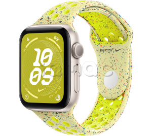Купить Apple Watch SE // 40мм GPS // Корпус из алюминия цвета «сияющая звезда», спортивный ремешок Nike цвета «Электрическая вспышка» (2024)