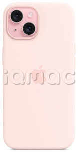 Силиконовый чехол MagSafe для iPhone 15 Plus, светло-розовый цвет