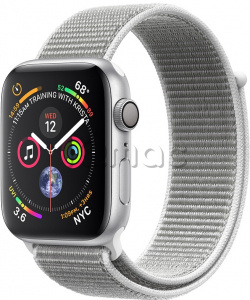 Купить Apple Watch Series 4 // 44мм GPS // Корпус из алюминия серебристого цвета, ремешок из плетёного нейлона цвета «белая ракушка» (MU6C2)