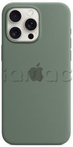 Силиконовый чехол MagSafe для iPhone 15 Pro Max, цвет "зеленый кипарис"