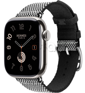 Купить Apple Watch Series 10 Hermès // 46мм GPS+Cellular // Корпус из титана серебристого цвета, ремешок Toile H Single Tour цвета Noir/Écru