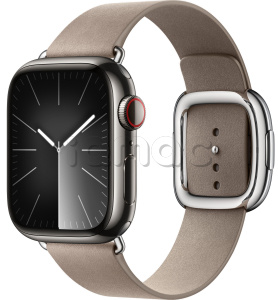 Купить Apple Watch Series 9 // 41мм GPS+Cellular // Корпус из нержавеющей стали графитового цвета, ремешок каменного цвета с современной пряжкой (Modern Buckle), размер ремешка S