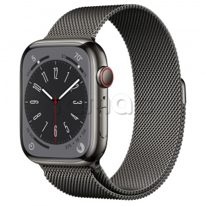 Купить Apple Watch Series 8 // 45мм GPS + Cellular // Корпус из нержавеющей стали графитового цвета, миланский сетчатый браслет графитового цвета