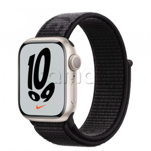 Купить Apple Watch Series 7 // 41мм GPS // Корпус из алюминия цвета «сияющая звезда», спортивный браслет Nike чёрного цвета