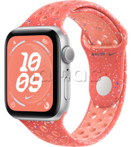 Купить Apple Watch SE // 44мм GPS // Корпус из алюминия серебристого цвета, спортивный ремешок Nike цвета «Волшебный уголек» (2024)