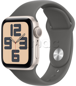 Купить Apple Watch SE // 44мм GPS (Custom) // Корпус из алюминия цвета «сияющая звезда», спортивный ремешок цвета «каменный серый» (2024)