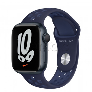 Купить Apple Watch Series 7 // 41мм GPS // Корпус из алюминия цвета «тёмная ночь», спортивный ремешок Nike цвета «ночной ультрамарин/мистический ультрамарин»