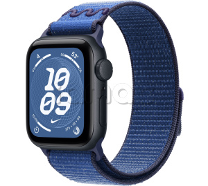 Купить Apple Watch SE 3 // 40мм GPS // Корпус из алюминия цвета "полуночный", спортивный браслет Nike цвета "синяя лента" (2025)