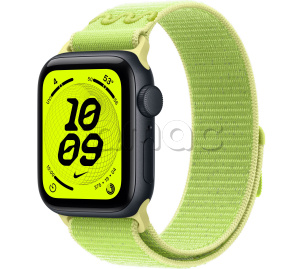 Купить Apple Watch SE 3 // 40мм GPS // Корпус из алюминия цвета "полуночный", спортивный браслет Nike цвета "электрический всплеск" (2025)