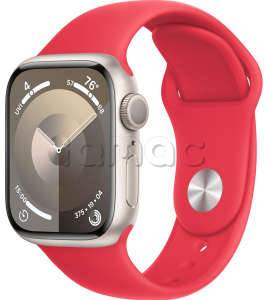 Купить Apple Watch Series 9 // 45мм GPS // Корпус из алюминия цвета "сияющая звезда", спортивный ремешок цвета (PRODUCT)RED