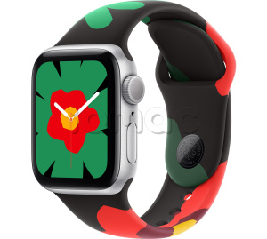 Купить Apple Watch SE // 40мм GPS (Custom) // Корпус из алюминия серебристого цвета, спортивный ремешок цвета Black Unity-Unity Bloom (2024)