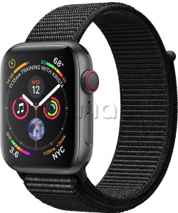Купить Apple Watch Series 4 // 44мм GPS + Cellular // Корпус из алюминия цвета «серый космос», ремешок из плетёного нейлона чёрного цвета (MTUX2)