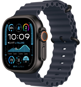 Apple Watch Ultra 2 (2024) // 49мм GPS + Cellular // Корпус из черного титана, ремешок Ocean Band цвета "морской синий"