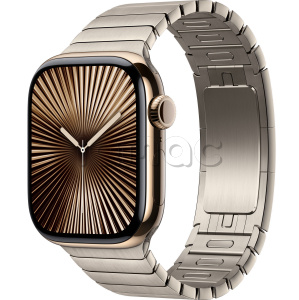 Купить Apple Watch Series 10 // 42мм GPS+Cellular // Корпус из титана золотого цвета, блочный браслет натурального цвета