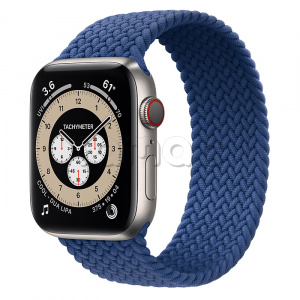 Купить Apple Watch Series 6 // 44мм GPS + Cellular // Корпус из титана, плетёный монобраслет цвета «Атлантический синий»