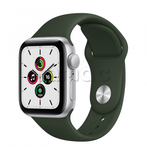 Купить Apple Watch SE // 40мм GPS // Корпус из алюминия серебристого цвета, спортивный ремешок цвета «Кипрский зелёный» (2020)
