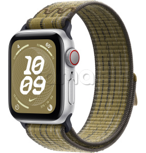 Купить Apple Watch SE // 44мм GPS+Cellular // Корпус из алюминия серебристого цвета, спортивный браслет Nike цвета «Зеленый/серый» (2024)