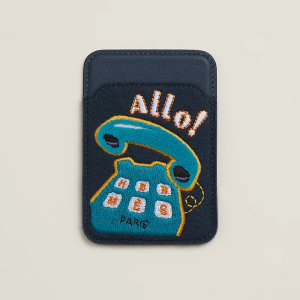 Чехол-бумажник Hermès "Allo!" с MagSafe для iPhone, цвет Bleu Navy/ Морской синий