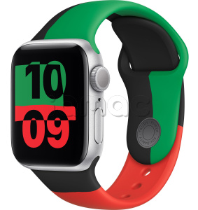 Купить Apple Watch SE // 44мм GPS (Custom) // Корпус из алюминия серебристого цвета, спортивный ремешок цвета Black Unity (2024)