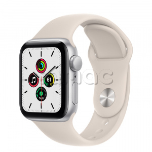 Купить Apple Watch SE // 40мм GPS // Корпус из алюминия серебристого цвета, спортивный ремешок цвета «Сияющая звезда» (2020)
