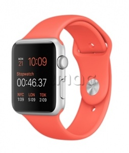Купить Apple Watch Sport 42 мм, серебристый алюминий, спортивный ремешок абрикосового цвета