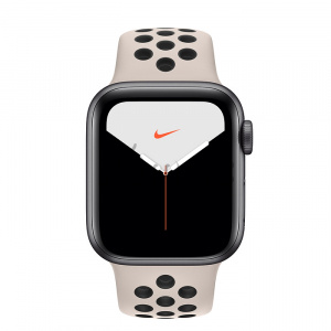 Купить Apple Watch Series 5 // 40мм GPS // Корпус из алюминия цвета «серый космос», спортивный ремешок Nike цвета «песчаная пустыня/чёрный»