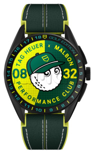 Купить Умные часы TAG Heuer Connected Calibre E4 Malbon Golf Edition, титановый корпус 45 мм, зеленый ремешок из кожи и каучука