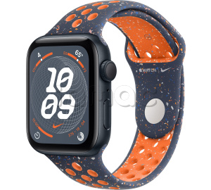 Купить Apple Watch SE // 40мм GPS // Корпус из алюминия цвета «тёмная ночь», спортивный ремешок Nike цвета «Синее пламя» (2024)