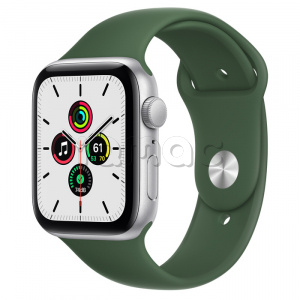 Купить Apple Watch SE // 44мм GPS // Корпус из алюминия серебристого цвета, спортивный ремешок цвета «Зелёный клевер» (2020)