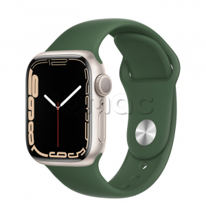 Купить Apple Watch Series 7 // 41мм GPS // Корпус из алюминия цвета «сияющая звезда», спортивный ремешок цвета «зелёный клевер»