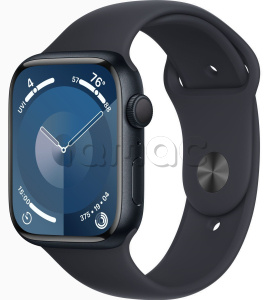 Купить Apple Watch Series 9 // 45мм GPS // Корпус из алюминия цвета "темная ночь", спортивный ремешок цвета "темная ночь"